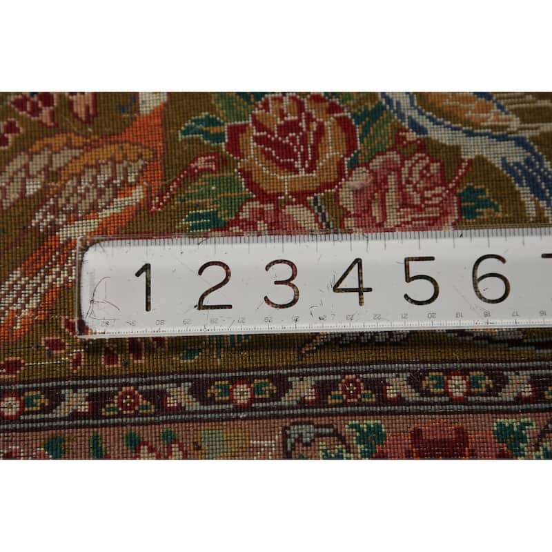 Vegetable Dye Tabriz Persian Area Rug Handmade Silk & Wool Carpet - 6'7" x 9'10"