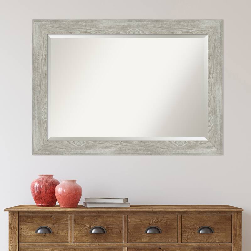Beveled Wall Mirror - Dove Greywash Frame - Dove Greywash