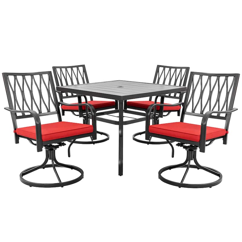 Nuu Garden Outdoor 5-piece Dining Set with Swivel Chairs and Cushions