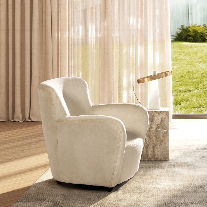 Wolffe 32" Transitional Faux Fur Upholstered Curved Arm Accent Chair