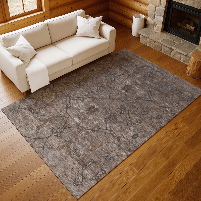 Machine Washable Indoor/ Outdoor Boho Global Chantille Rug