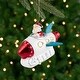 preview thumbnail 1 of 5, Santa in a Rocket Ship Glass Christmas Ornament - 4.25" - Silver