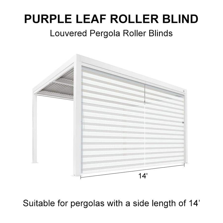 PURPLE LEAF White Louvered Pergola Accessories Roller Blinds, Strip Light and Shutter Wall(Pergola Not Included)
