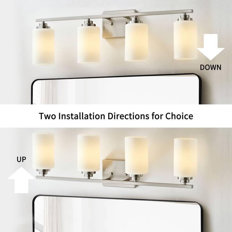 KAWOTI Rive 30" 4-Light Dimmable Vanity Light with Frosted White Glass