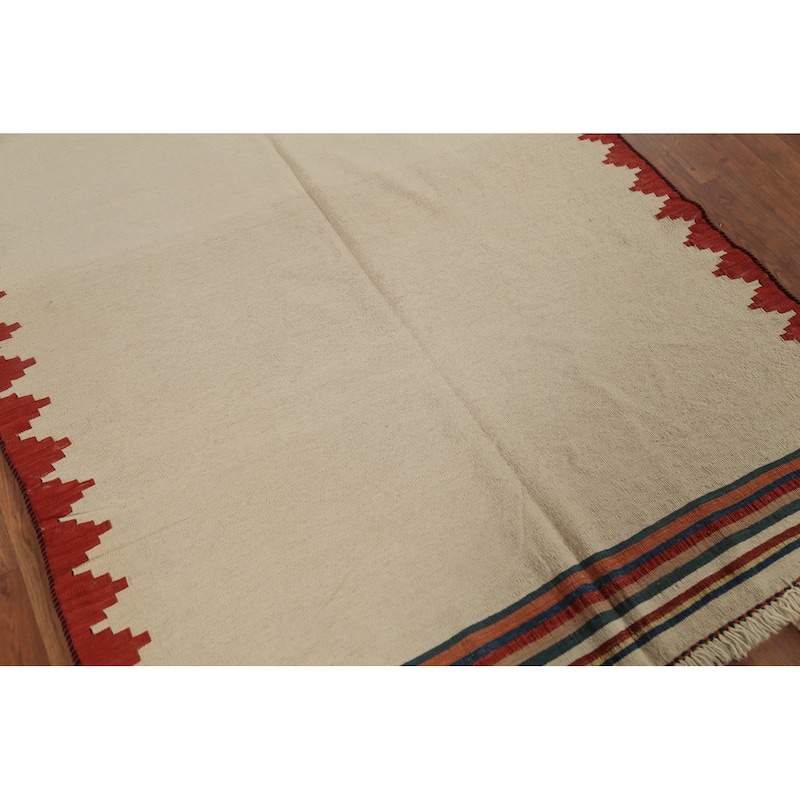 Nomadical Kilim Persian Vintage Area Rug Flatweave Wool Carpet - 4'5"x 6'2"