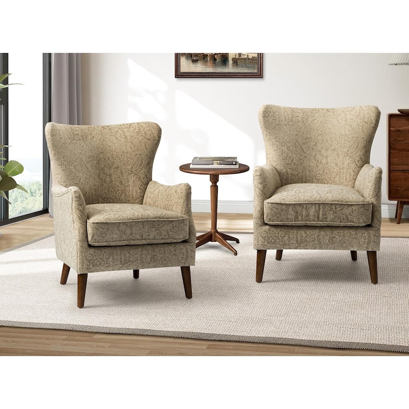 Nikolaus Armchair with Floral Fabric Pattern Set of 2 by HULALA HOME