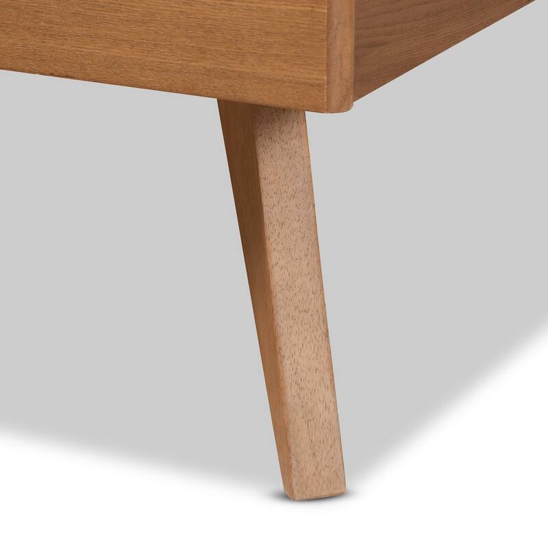 Emiko Modern and Walnut Brown Finished Wood Platform Bed