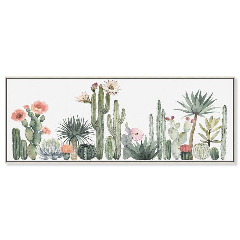 Cactus Desert Shade Panoramic Canvas by Art Remedy - Silver - 54" x 20"