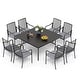 preview thumbnail 3 of 32, MAISON ARTS 9-Piece Patio Dining Set with Square/Rectangular Metal Table and 8 Gourd Head Shape Armrest Dining Chairs