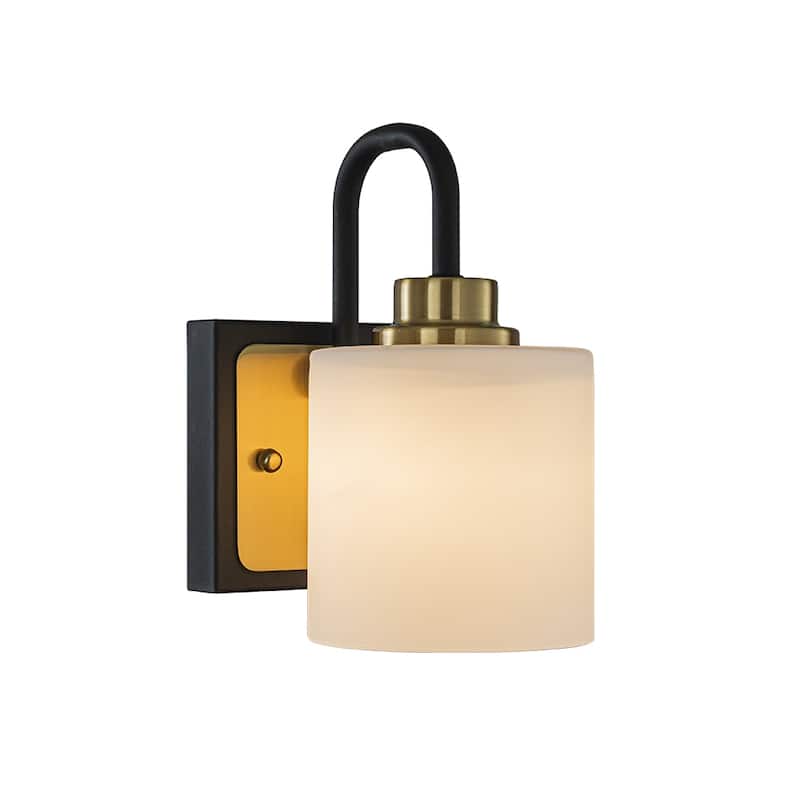 1/3-Light Modern Elegant Brass And Black Bathrooom Vanity Light With Milk White Glass Shades