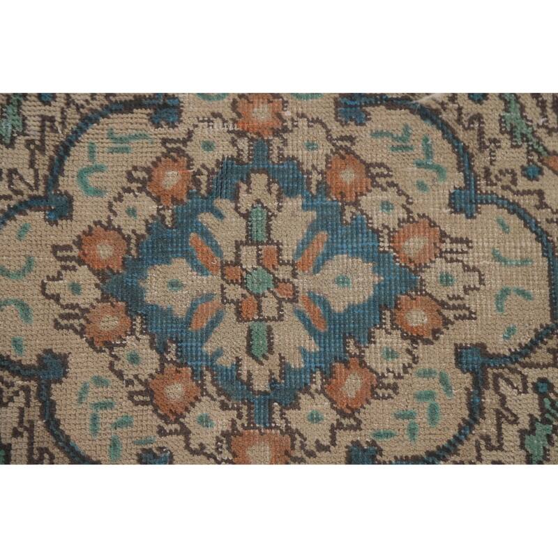Hand Knotted Oriental 100% Wool Carpet Traditional Floral Beige & Ivories Tabriz Area Rug - 9' 6'' X 6' 7''