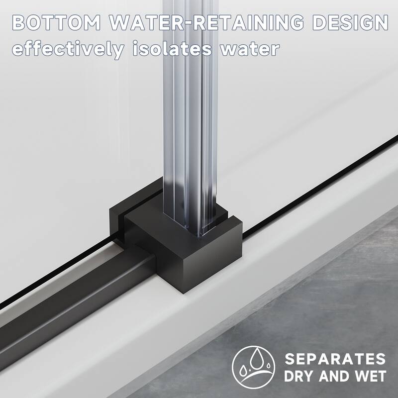 Elegant Frameless Shower Door Double Sliding Shower Glass Door 60"x72" with 5/16" Clear Tempered Glass