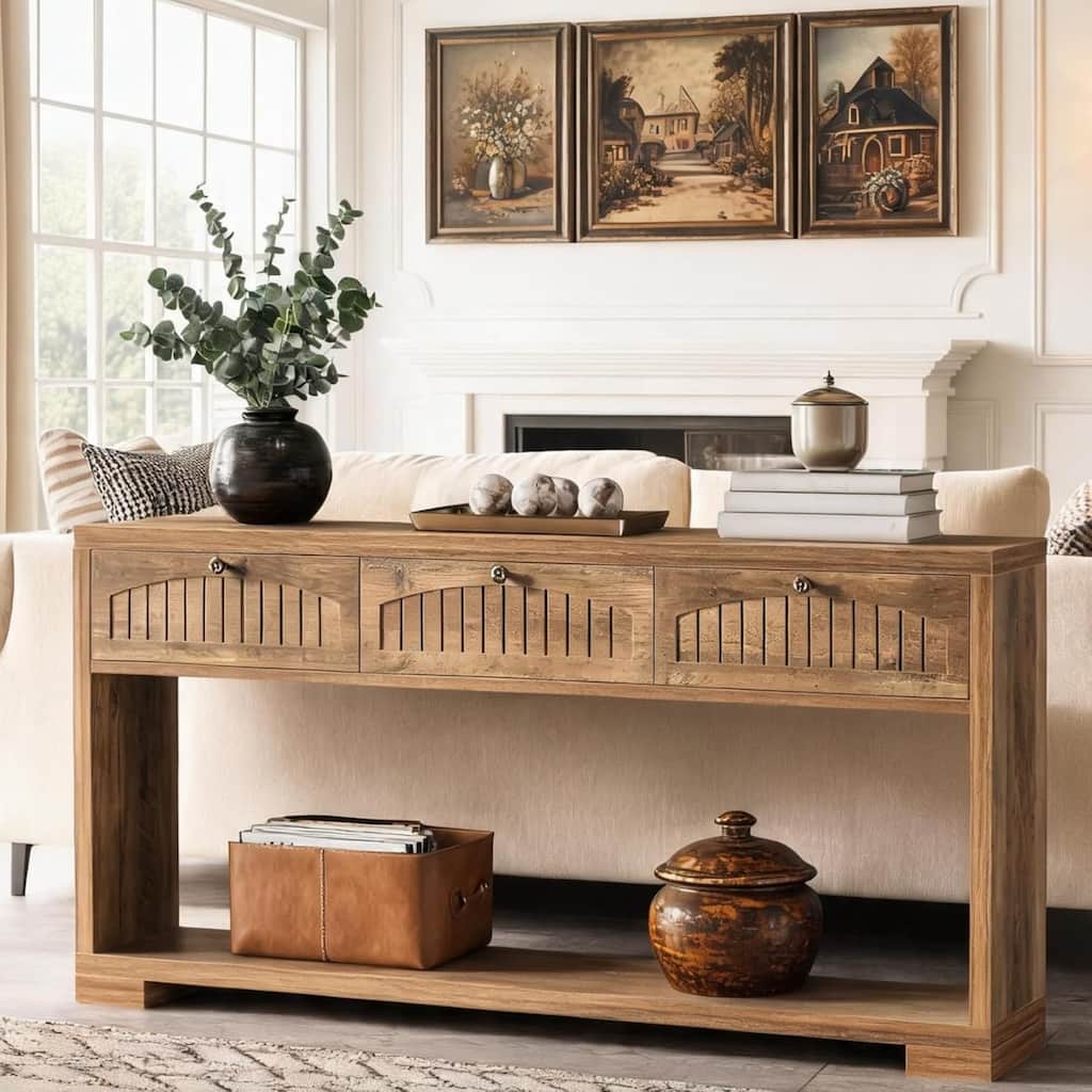 70.8-Inch Console Entryway Table with Drawers, Narrow Long Sofa Table for Living Room, Foyer, Hallway, Behind Couch, Entrance