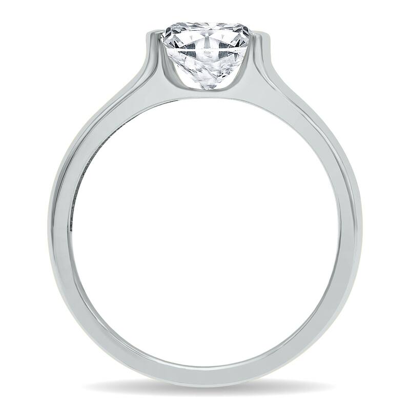 Marquee Certified 1 1/2 Carat Half Bezel Diamond Solitaire Ring in 10K White Gold