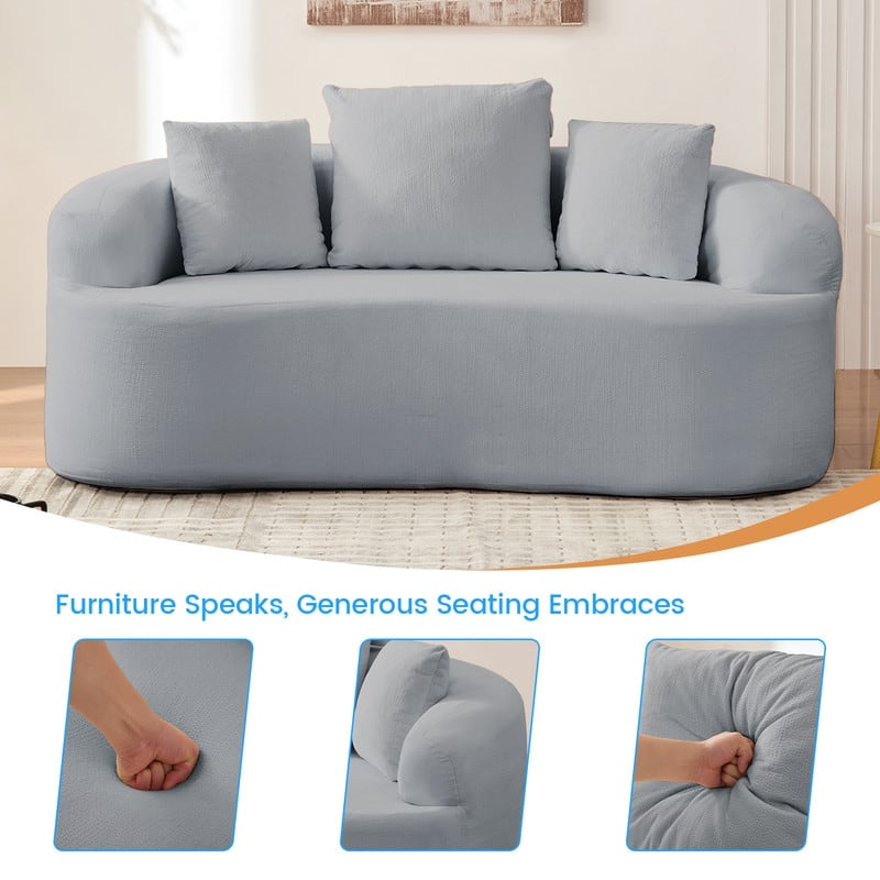 Mixoy Compact Loveseat Sofa with Chenille Upholstery,No Assembly Curved Couch for Small Spaces,Apartment