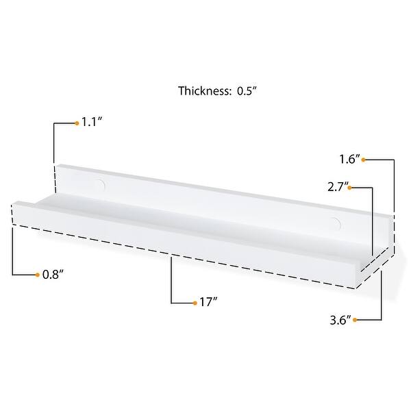 dimension image slide 1 of 2, Wallniture Denver Wood Bookshelf Nursery Decor White Floating Shelves Toy Storage (Set of 4)