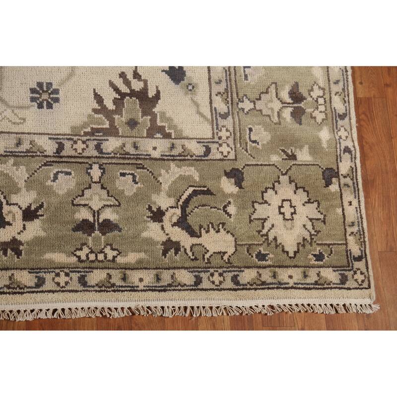 Earth Tone Oushak Area Rug Hand-Knotted Oriental Wool Carpet - 8'1" x 10'0"