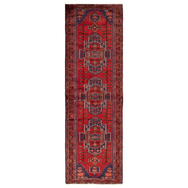 ECARPETGALLERY Hand-knotted Anadol Red Wool Rug - 3'2 x 10'0 - Red - 3'2 x 10'0