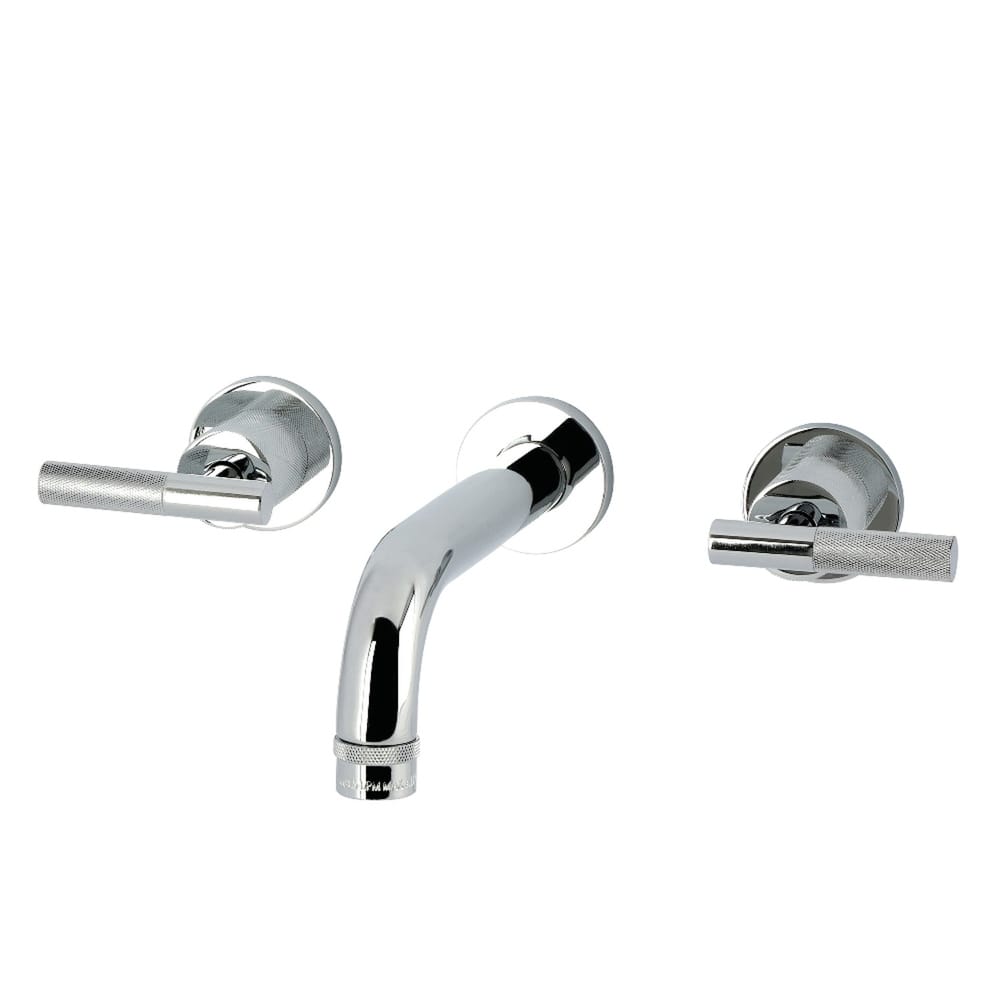 Kingston Brass Convergent Double-Handle Wall Mount Bathroom Faucet with Knurled Handle