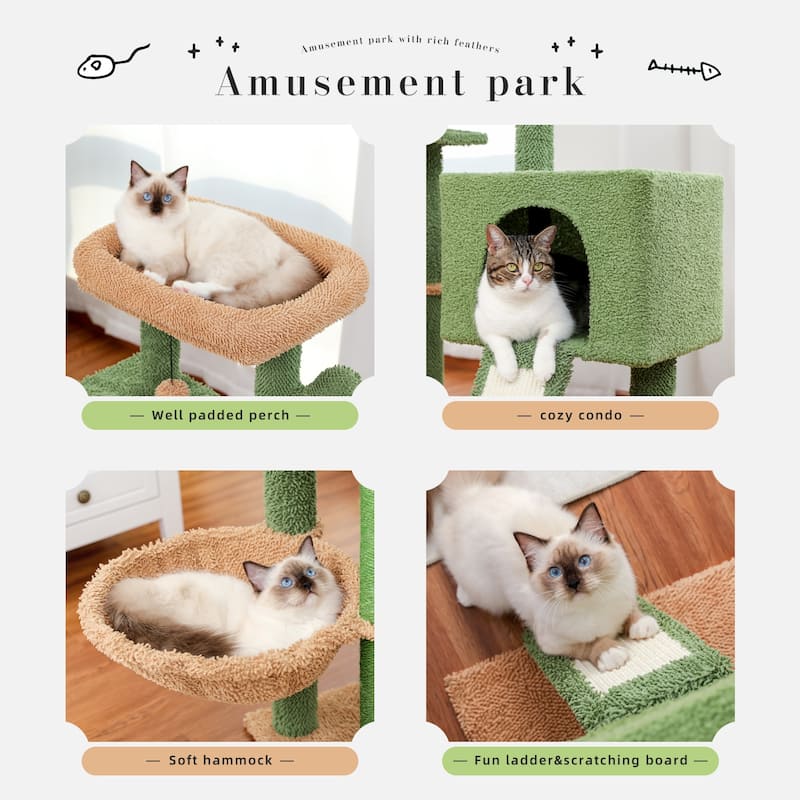 Cat Tree 41 Inches Cactus Cat Tower with Sisal Covered Scratching Post