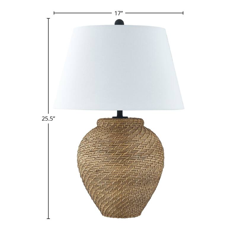 Canton 26" Table Lamp with Linen Shade, Natural Brown