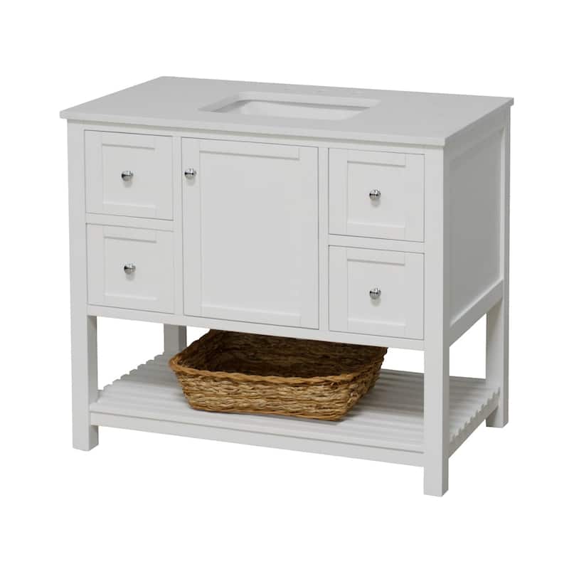 KitchenBathCollection Lakeshore 42" Bathroom Vanity with Engineered White Top