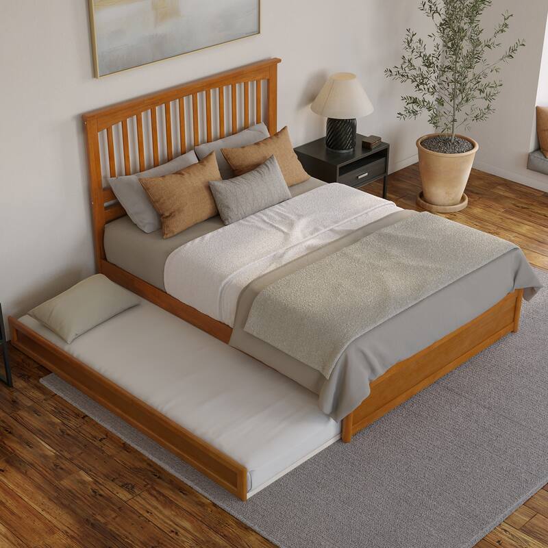 Everett Platform Bed with Panel Footboard and Twin XL Trundle