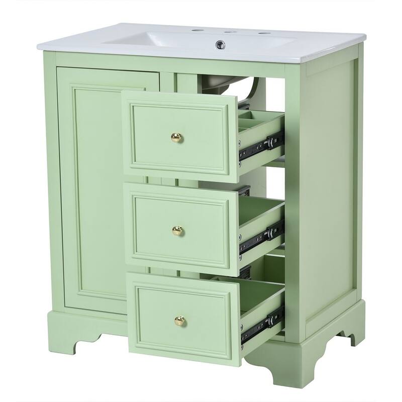30" Modern Bathroom Vanity with Sink and Elegant Storage Cabinet with Mirror, Freestanding Vanity Set