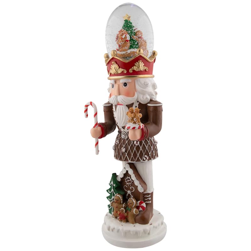 LED Lighted Gingerbread Nutcracker Musical Christmas Snow Globe - 17.5"