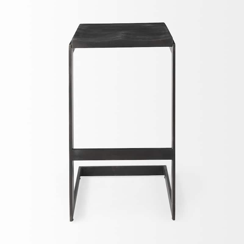 30” High Contemporary Bar Stool with Backless Wood Seat and Metal Legs for Dining Room - 30”H x 17”W x 18”D