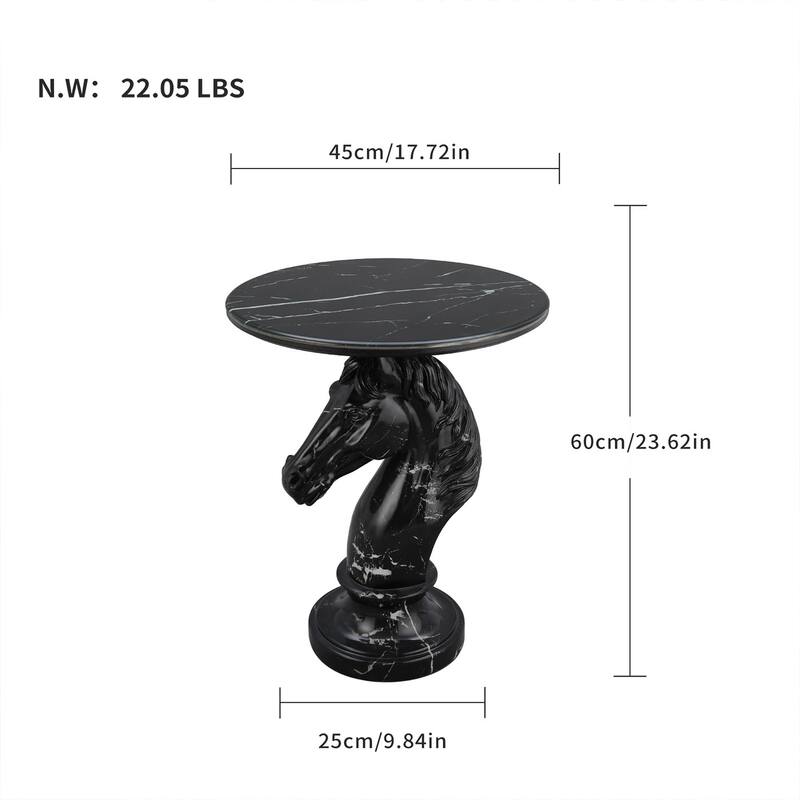 Horse Head Accent Table Black Animal Statue End Tables - 8' x 10'