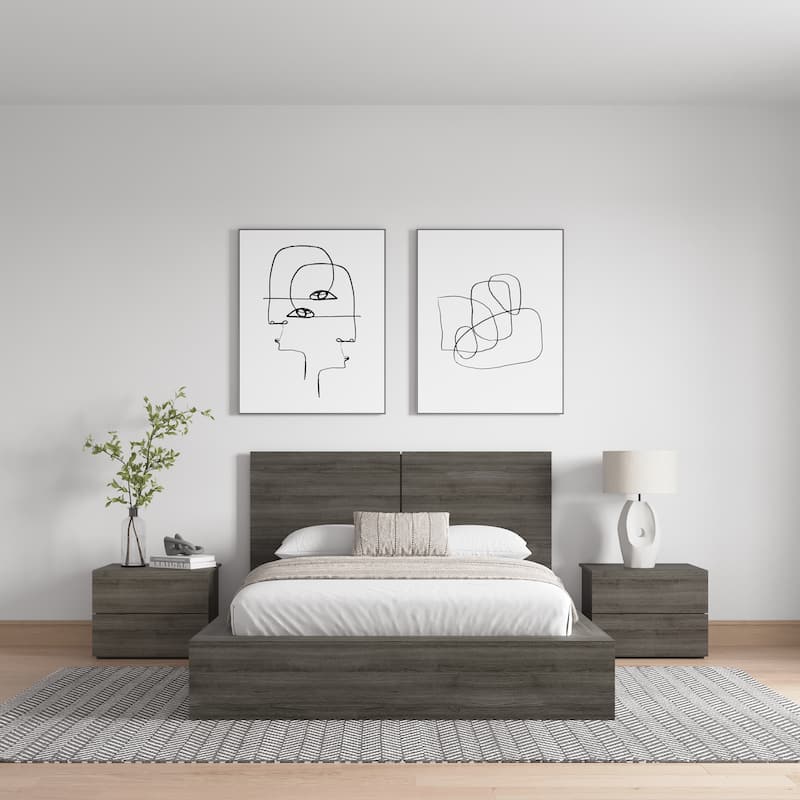 James 4-Piece Bedroom Set with Bed, Headboard, and 2 Nightstands