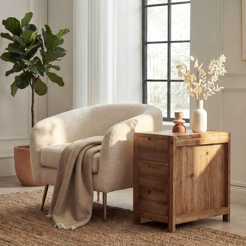 Solid Wood End Table with Drawers