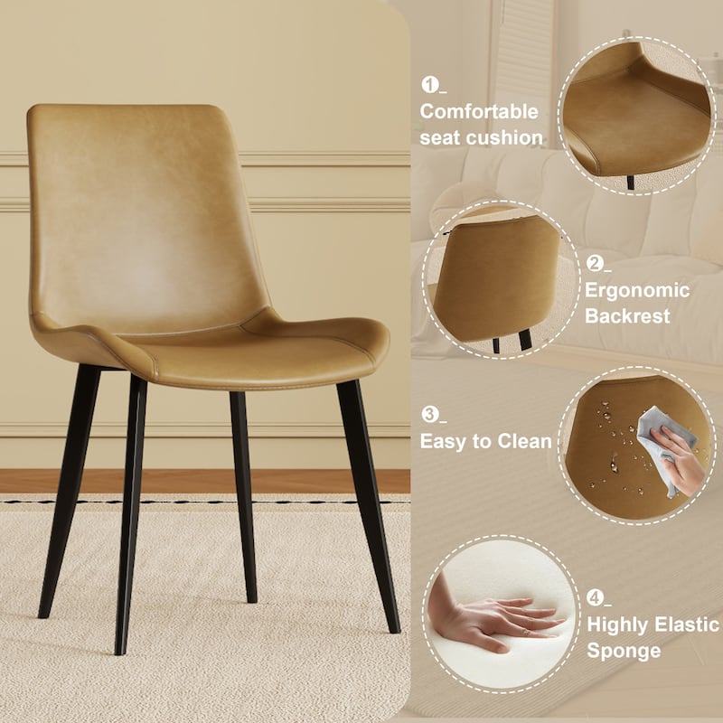 Modern Dining Chair Set Of 4 Pieces, With Floral Pu Leather Seats And Carbon Steel Legs, Suitable For Home, Restaurant