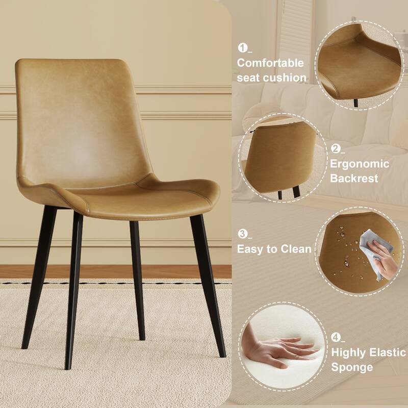 Modern PU Dining Chairs Set of 4, Kitchen Side Chairs with Metal Legs