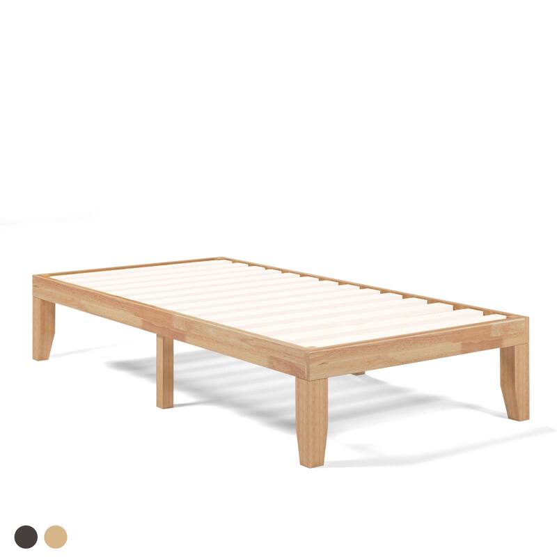 Gymax 14'' Twin Size Wooden Platform Bed Frame w/ Strong Slat Support