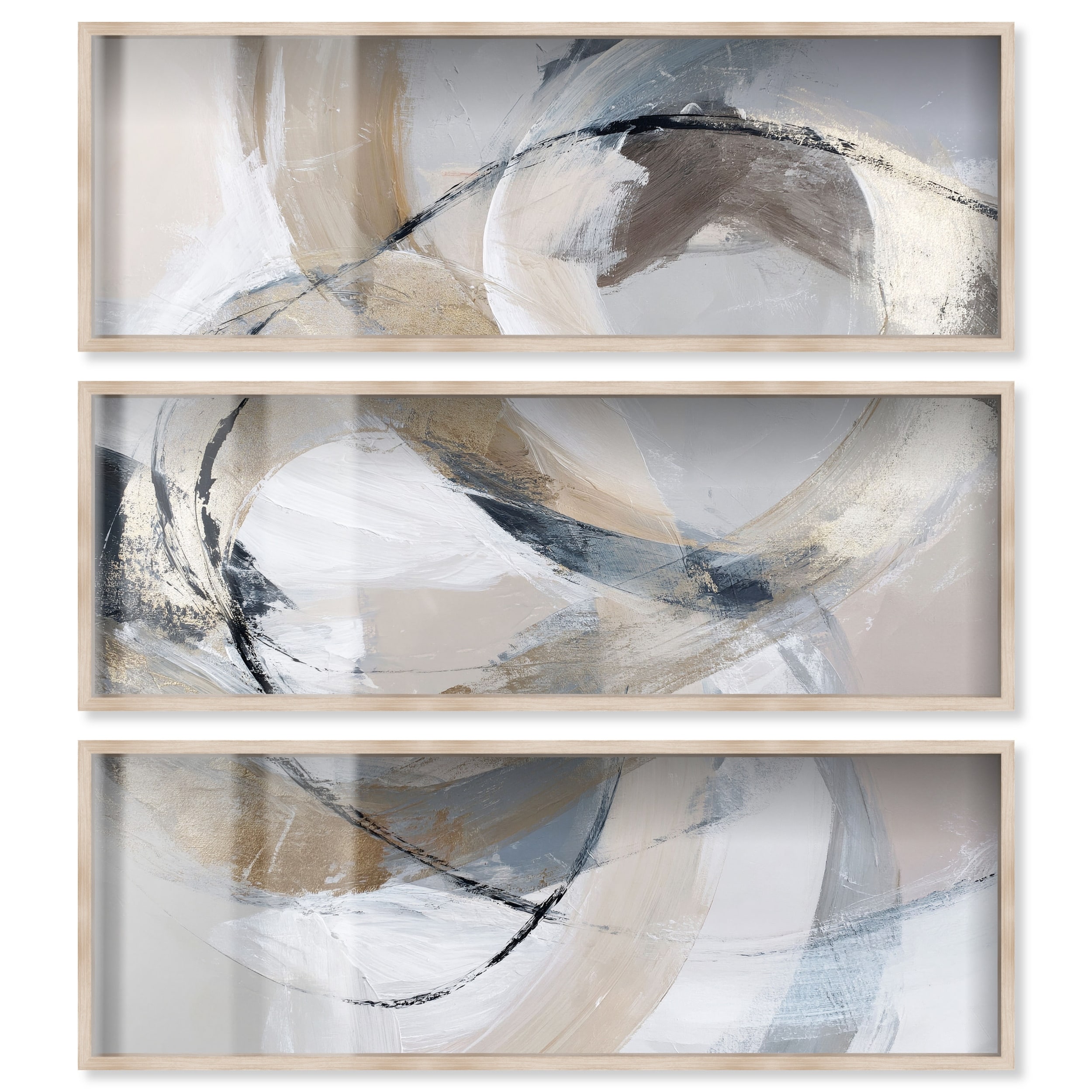 Gold Accent IV Large Abstract Art Set Shadowbox Print by Art Remedy