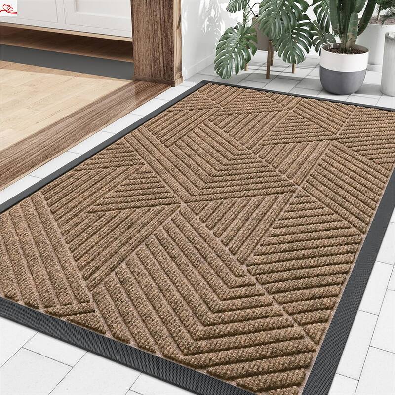 2 pack Welcome Floor Mats for Indoor Outdoor Entry - Coffee
