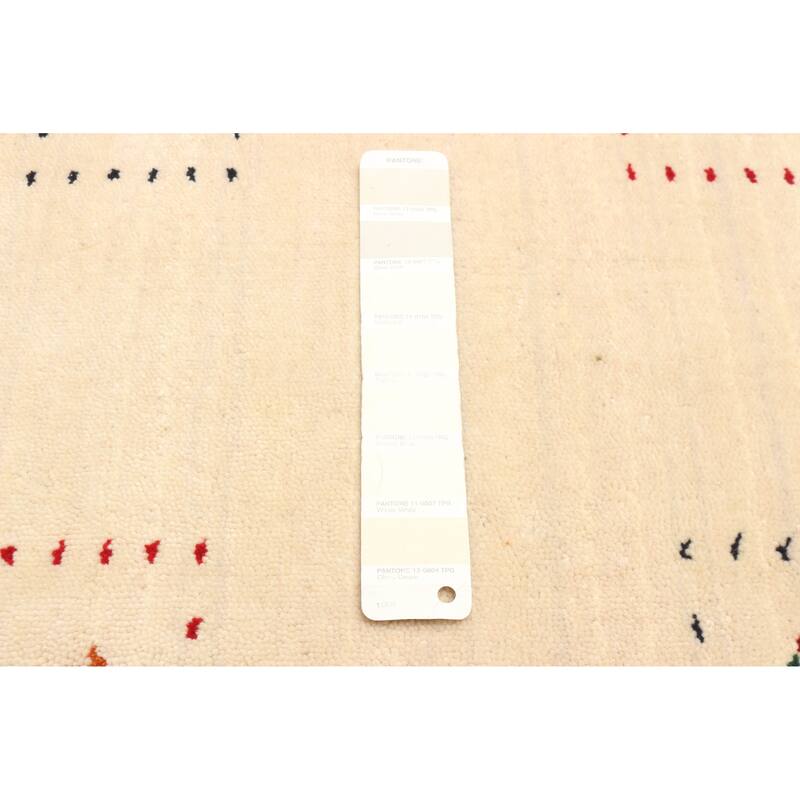 ECARPETGALLERY Hand Loomed Kashkuli Gabbeh Cream Wool Rug - 3'1 x 4'10