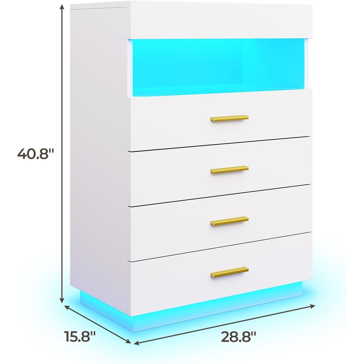 led dresser 6 Drawer Dresser, White Dresser For Bedroom With Led Lights, Modern  Dressers & Chests Of Drawers With Sturdy Frame For Living Room, Entryway,  Hallway main image 0