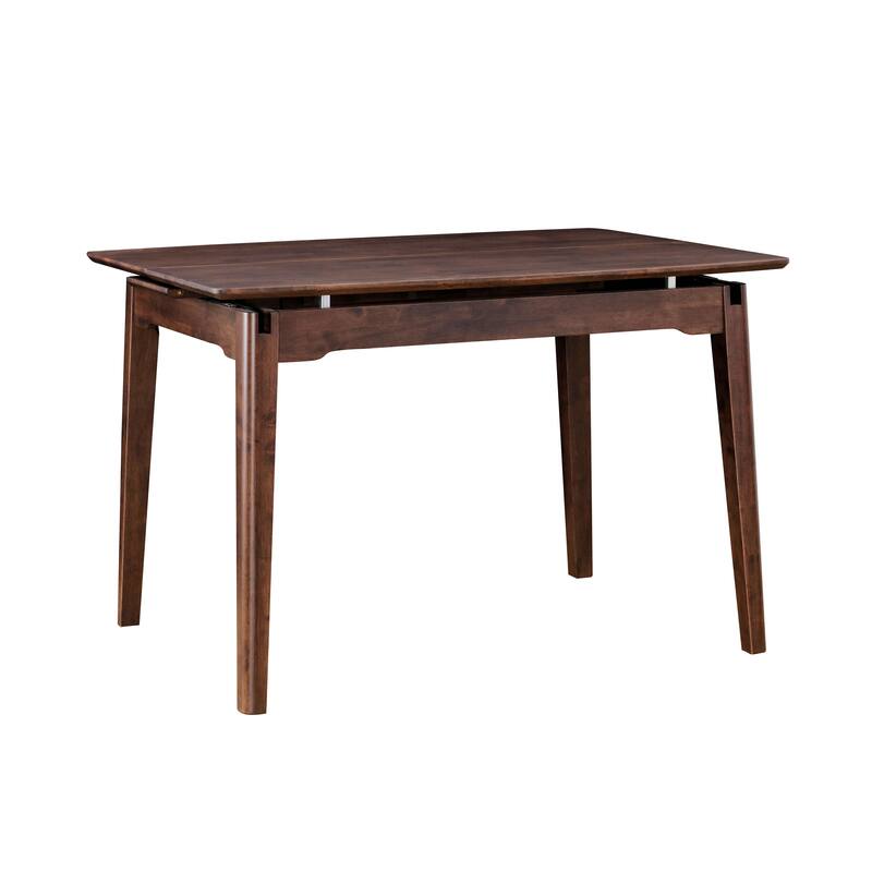 Furniture of America Abigail VIII Mid-Century Modern Rich Walnut Extendable Self-Storing 53-inch Counter Height Dining Table