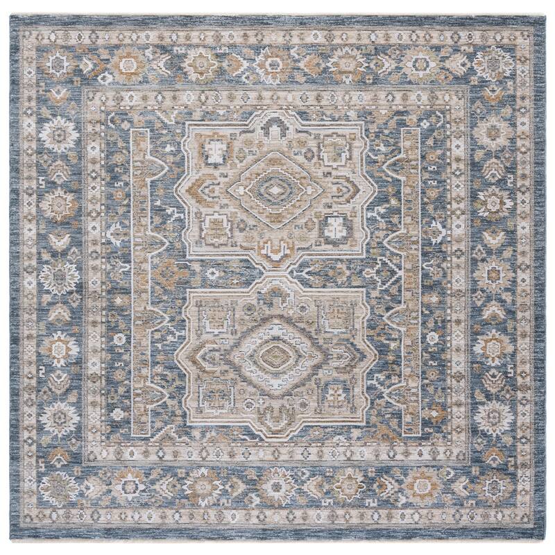 SAFAVIEH Finley Leoncia Traditional Oriental Rug - 6'7" Square - Blue/Beige