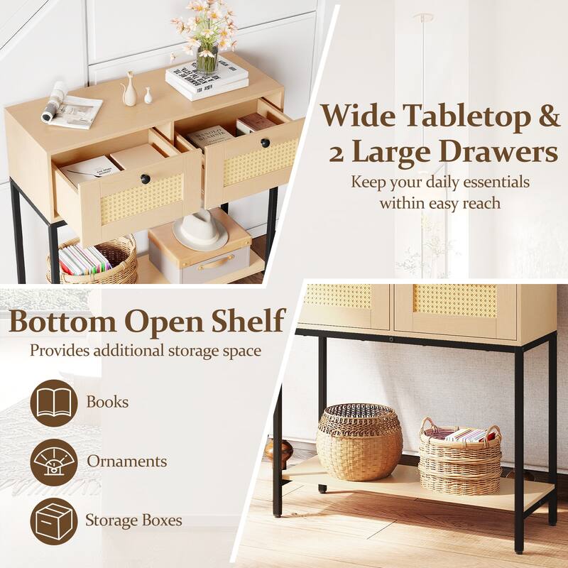 Gymax Console Table Entryway Table Long Sofa Side Table w/ Open Shelf