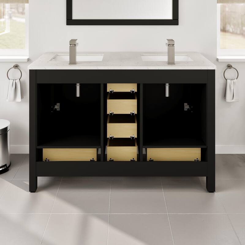 London 48"W Espresso DS Bath Vanity with Carrara Quartz Top