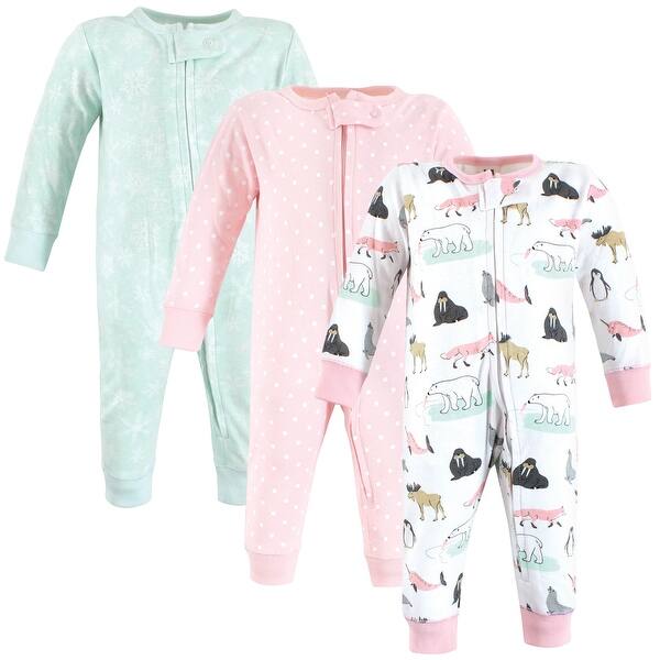 slide 1 of 1, Hudson Baby Infant Girl Cotton Sleep and Play, Girl Arctic Animals 0-3 Months - Girl Arctic Animals
