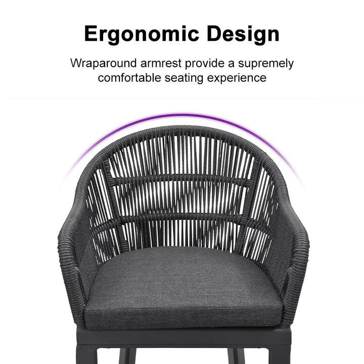 PURPLE LEAF Modern Rattan Bar Stools Set of 2 with Cushion and Back Counter Stools