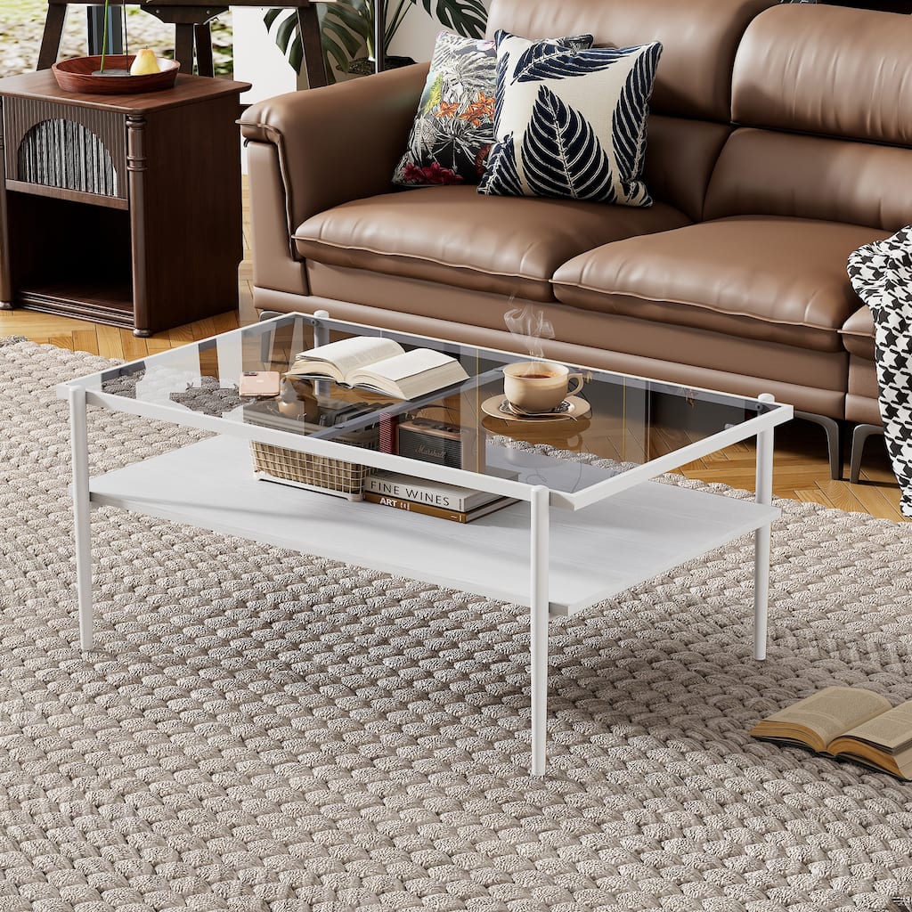 Tempered Glass Coffee Table and End tables Set of 3 - N/A