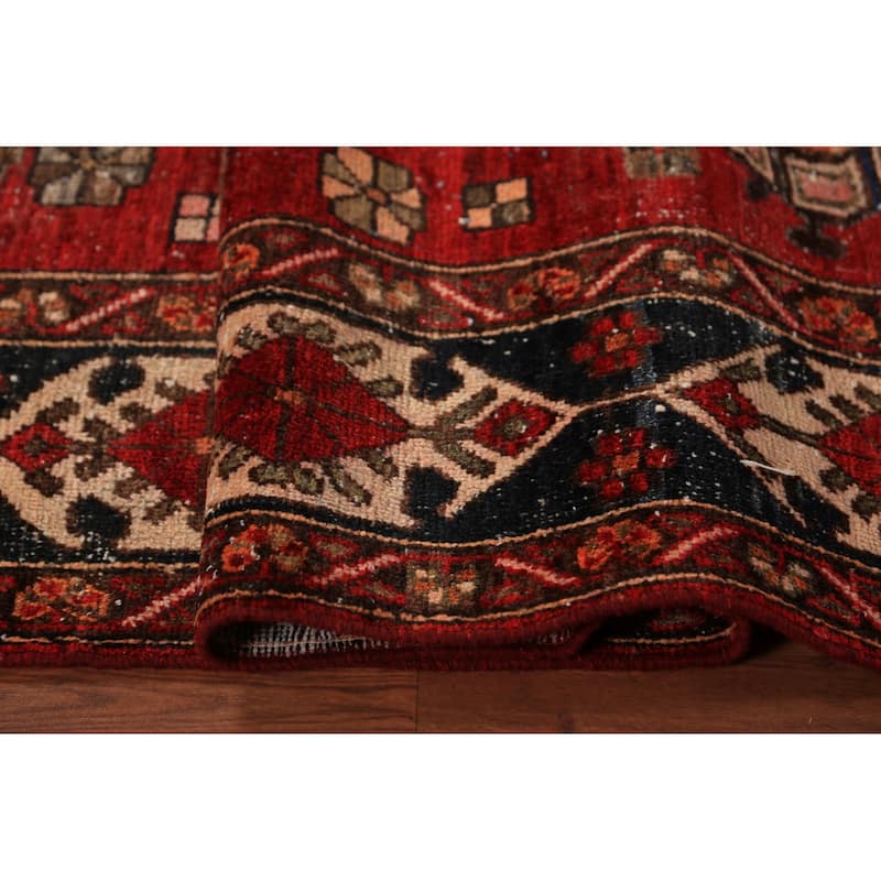 Geometric Bakhtiari Persian Vintage Area Rug Handmade Wool Carpet - 5'6" x 9'10"