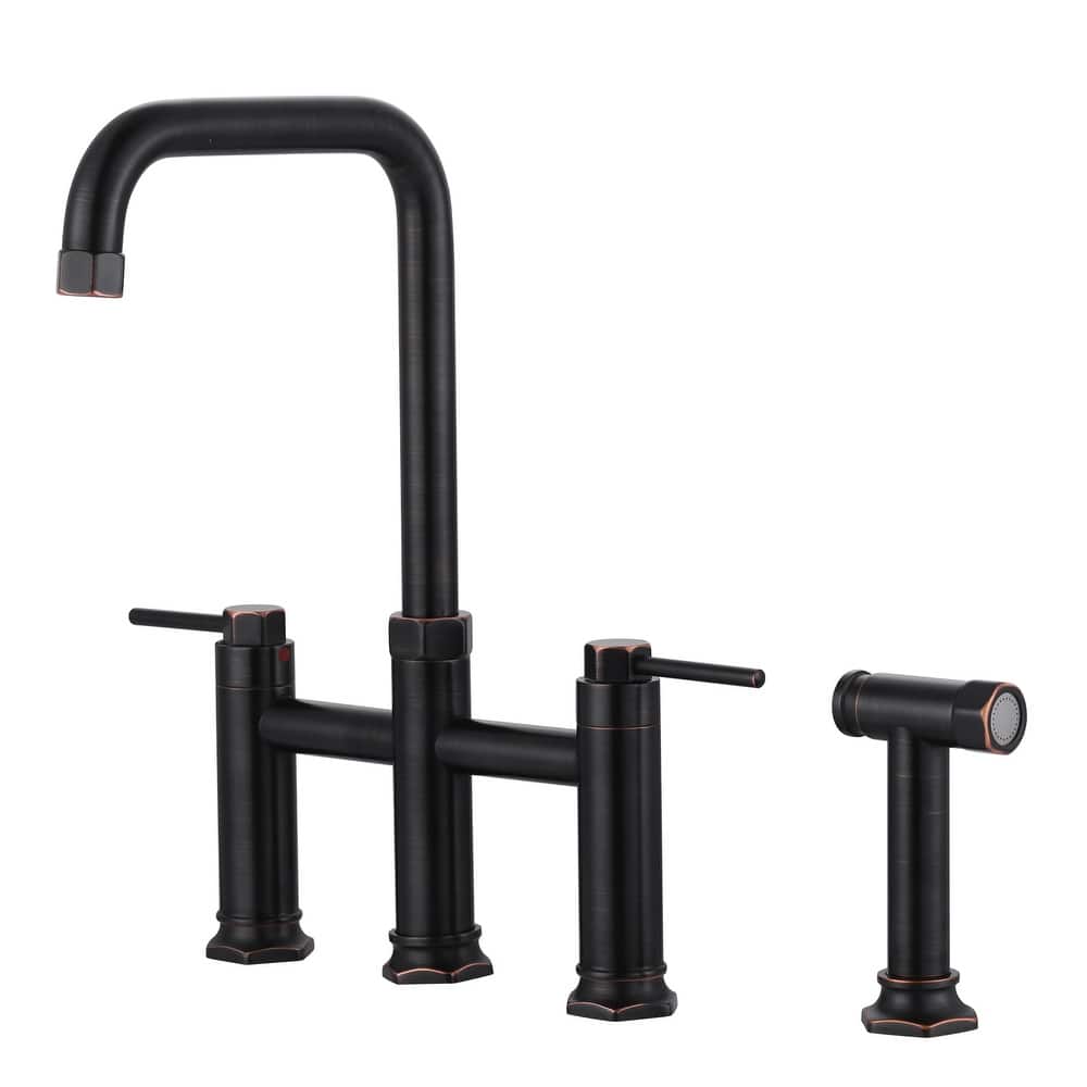 WOWOW Minimalist Bridge Kitchen Faucet with Side Sprayer