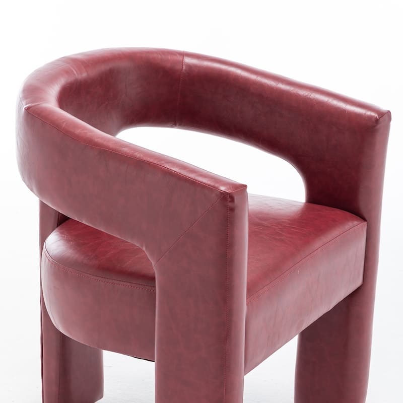 SEYNAR Modern Glam PU Leather Upholstered Dining Chair, Open-Back Accent Chair Set of 2